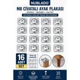 NUBLADO M8 Cıvatalı Mobilya Ayak Bağlantı Plakası 16’lı Set – Masa Koltuk Sehpa Ayak Montaj Aparatı