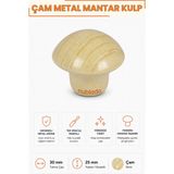Nublado Mantar Düğme Kulp Çam Metal 30 mm Çekmece Dolap Gardırop Mutfak Vestiyer Mobilya Kulpu Tek Vidalı Ergonomik Dekoratif Minimalist Tasarım 1 Adet - Ahşap - Bej