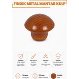Nublado Mantar Düğme Kulp Fındık Metal 30 mm Çekmece Dolap Gardırop Mutfak Vestiyer Mobilya Kulpu Tek Vidalı Ergonomik Dekoratif Minimalist Tasarım 1 Adet - Ahşap Rengi