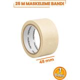 Nublado Maskeleme Bandı 48 mm x 25 Metre Kağıt Boyacı Bandı Iz Bırakmaz Ahşap Cam Metal Duvar Oto Boya Tadilat Dekorasyon Inşaat Yüzey Koruma Bandı Profesyonel Kullanım Kolay Sökülen Güçlü Yapışkanlı Tek Rulo - Beyaz - 25 m x 48 mm