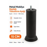 nublado Metal Mobilya Kanepe Baza Yatak Koltuk Puf Destek Yükseltme Ayağı M8 Civata Siyah Ayakları 15 Cm