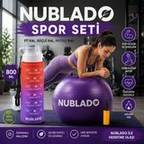 Nublado Pilatesi Topu Denge Spor Yoga Aerobik Jimnastik Plates Fitness Topu 65 cm Mor Spor Matarası 800 ml Bpa Içermez - 0,1 lt