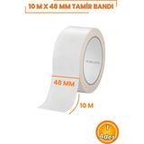 Nublado Tamir Bandı 48 mm x 10 Metre Çok Amaçlı Beyaz Duct Tape – Suya ve Hava Koşullarına Dayanıklı, Güçlü Yapışkanlı, Elle Koparılabilir Hortum, Boru, Çadır, Sera, Paketleme, Sabitleme ve Izolasyon Bandı - 1 Adet
