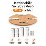 NUBLADO Yer Sofra Sofrası Ayağı Plastik Katlanır Yer Sofrası Sini Altı 22 Cm Beyaz (4 ADET).