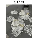 Nubu Atelier İris Model Dekoratif Güpür Dantel 6’Li Kahve Kokteyl Sunum Peçetesi