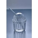 NuBuTu Cam Oval Kapaklı Isıya Dayanıklı Pinterest Bardak | Kahve Ve Sunum Bardağı| 350ml,Pipetli bardak