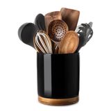 Nucookery 360 ° Dönen Gereçler Tutucu, 18,25 cm Büyük Gereçler Güveç, Beyaz Seramik Pişirme Gereçleri Düzenleyici, Tezgah Üstü Korumalı Mantar Altı, Çiftlik Evi Mutfak Dekoru için Noel Şükran Günü