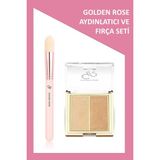 Nude Look Face Tapered Brush - Konik Yüz Fırçası ve So Glow Highlighter Duo No: 102 Sunshine - Aydınlatıcı Seti - Çok Renkli