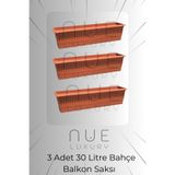 nueluxury Bahçe Balkon Saksı (13 Lt) 70 Cm, 3 Adet Uzun Balkon Saksı, Hak Saksı, Saksı