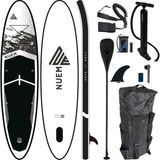 Nuem 10'6 (320X78X15CM) Şişme Sup Board - Stand Up Paddle Board - Başlangıç ve Orta Seviye Kürek Sörfü (Full Set - Aksesuarlar Dahildir) (Siyah) - Siyah - Beyaz