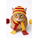 Nuigo El Örgüsü Taraftar Temalı Kedi Şapkası - Sarı Kırmızı