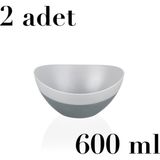 Nuit Concept 2 Adet Kase Qlux Bpa Içermez Salata Meyve Cips Popcorn Sunum Kase L-00489 - Gri