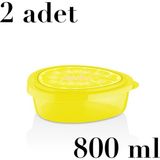 Nuit Concept 2 Adet Limon Saklama Kabı Okul Kamp Piknik Ev Ofis 800 ml L-00923 Bpa Içermez - Sarı - 1 Paket
