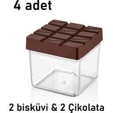 Nuit Concept Qlux Bisküvi Çikolata Kuruyemiş Atıştırmalık Saklama Kabı Bpa Içermez L-00775 Silikon Kapaklı - Karışık Renk - 4 Adet