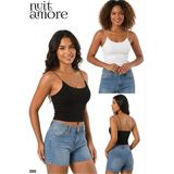 Nuitamore Siyah ve Beyaz Ikili Set – Ip Askılı Crop Top Astarlı Büstiyer Bluz - Siyah - Beyaz