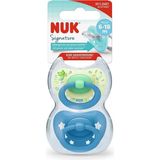 Nuk Signature Silikon Emzik 2li 6-18 Ay Erkek Mavi - Yeşil Renkli Sağlıklı Ağız Gelişimi - 2 Numara