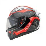 Nukro B-506 Level Beyaz-Kırmızı Güneş Vizörlü Kapalı Motosiklet Kaskı