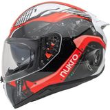 Nukrotech Nukro B-506 Level Beyaz-Kırmızı Güneş Vizörlü Kapalı Motosiklet Kaskı - XL