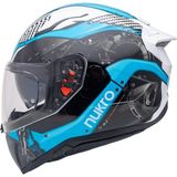 Nukrotech Nukro B-506 Level Beyaz-Mavi Güneş Vizörlü Kapalı Motosiklet Kaskı - 2XL