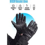 nukrowear Nukro Mercury Siyah Deri Motosiklet Eldiveni Ce Sertifikalı Korumalı Dokunmatik Motorcu Eldiveni - 2XL