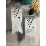 Nuksoc Nişan Düğün Gelin Damat Isimli Kalp Detaylı Beyaz Takı Kurdelesi 5-6 cm 2 Metre Uzunlukta