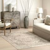 nuLOOM Brielle Makinede Yıkanabilir Vintage Madalyon Alan Kilimi, 8' x 10', Gri