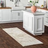 nuLOOM Loni Katı Makinede Yıkanabilir Tüylü Yolluk Halı, 2' 6" x 6', Krem