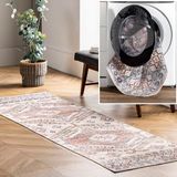 nuLOOM Mae Makinede Yıkanabilir Tribal Motif Yolluk Halı, 2' 6" x 10', Şeftali