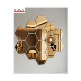 Numa Concept Altıgen Bal Peteği 14'Lü Aynalı Gold Pleksi Duvar Dekorasyon Lazer Kesim 10X10 Cm