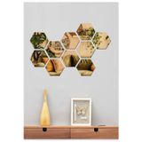 Numa Concept Altıgen Bal Peteği Aynalı Gold Pleksi Duvar Dekorasyon Lazer Kesim 6 Adet 10X10 Cm Kenar 6 Cm