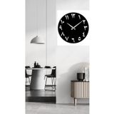 Numa Concept Arapça Duvar Saati Siyah Mdf Duvar Dekorasyon Lazer Kesim 30x30 Cm