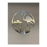 Numa Concept Flamingo Mdf Üzeri Gümüş Pleksi Duvar Dekorasyon Lazer Kesim 32X32 Cm