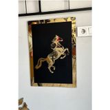 Numa Concept Şahlanan At Tablo Siyah Mdf Üzeri Gold Pleksi Duvar Dekorasyon Lazer Kesim 60X42 Cm