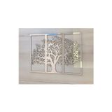 Numa Concept Sonbahar 3'Lü Çınar Ağacı Tablo Mdf Üzeri Gümüş Pleksi Duvar Dekorasyon Her Biri 39X17 Cm