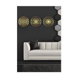 Numa Concept Yaşam Çiçeği 3'lü Tablo Mdf Üzeri Gold Pleksi Duvar Dekorasyon 30x30 Cm