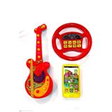 Numaca 3lü Eğitici Set Türkçe Müzikli Oyuncak Gitar Android Dokunmatik Telefon Oyuncak Kırmızı Direksiyon