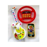 Numaca Pilli Sesli Müzikli Oyuncak Gitar Oyuncak Tom Telefon Müzikli Oyuncak Direksiyon Kırmızı 3 lü Set