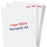 NUMARALI FOTOKOPİ KAĞIDI A4 (1-500) 80gr