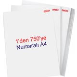 NUMARALI FOTOKOPİ KAĞIDI A4 (1-750) 80gr