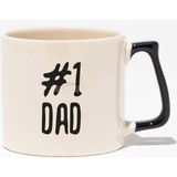 Number One Dad Babalar Günü Hediye Baskılı Siyah Kulplu Modern Seramik Kupa