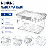 Numune Saklama Kabı Plastik 1.5 L - Kilit Kapaklı Kutu