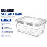 Numune Saklama Kabı Plastik 10 L - Kilit Kapaklı Kutu