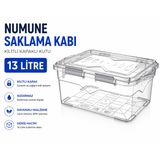 Numune Saklama Kabı Plastik 13 L - Kilit Kapaklı Kutu