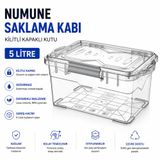 Numune Saklama Kabı Plastik 5 L - Kilit Kapaklı Kutu