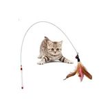 Nunbell Kedi Oyun Oltası 90 cm Renkli Tüylü Kedi Oyuncağı Çelik Telli Kedi Oyun Tüyleri