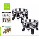 NUNBELL Nunbell Çelik Mama Kabı Kedi Desenli