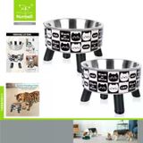 Nunbell Yüksek Mama Kabı Kedi Desenli