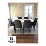 NUNKA HOME Şato Serisi Mutfak ve Salon Yemek Masası Takımı +6 Sandalyeli Antrasit Modern ve Şık Tasarım