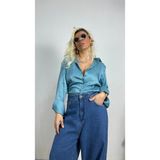 Nunu By Croc Chic Krem Saten Gömlek - Açık Turkuaz