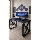 nünü home 140x60 Siyah Gaming Oyuncu Masası Metal Ayaklı Bilgisayar Masası